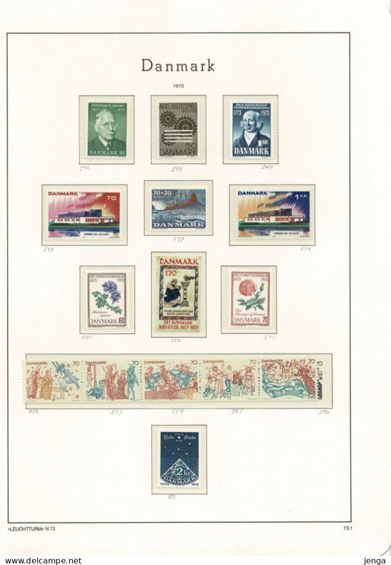 Denmark 1971-1974. Complete Collection; MNH(**) In Clear Mounts On LEUCHTTURM Pages. - Sammlungen