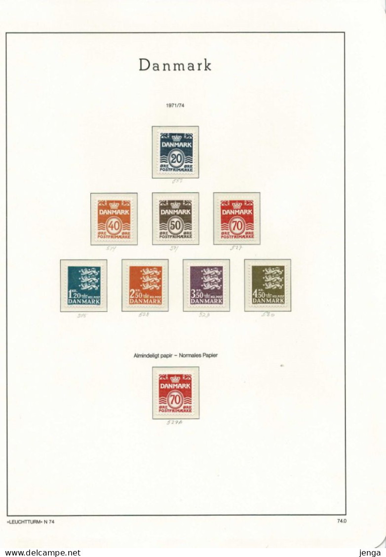 Denmark 1971-1974. Complete Collection; MNH(**) In Clear Mounts On LEUCHTTURM Pages. - Lotes & Colecciones