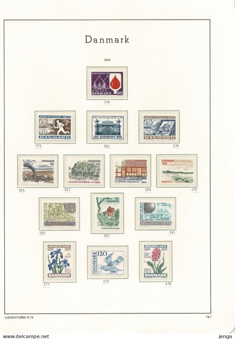 Denmark 1971-1974. Complete collection; MNH(**) in clear mounts on LEUCHTTURM pages.