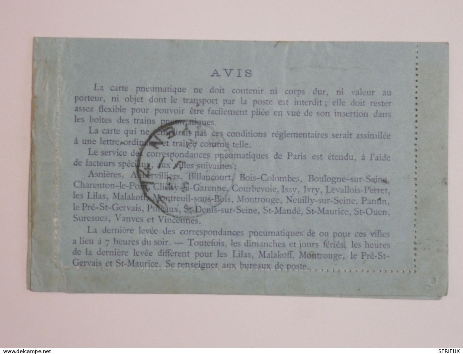 DC17  FRANCE CARTE  PNEUMATIQUE ENV. 1910  A PARIS++ AFF. INTERESSANT+++ - Pneumatic Post