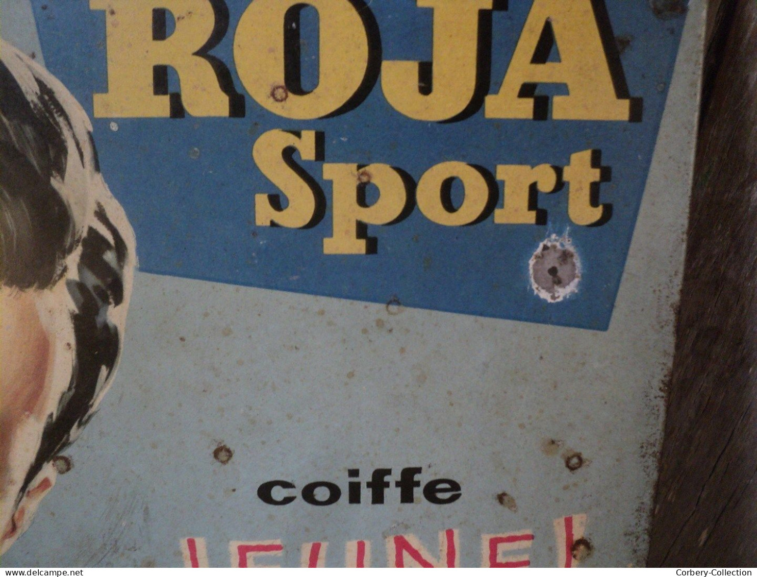 Ancienne Plaque Tole Publicitaire Roja Sport Déco Salon Coiffure Coiffeur Vintage Style Rétro