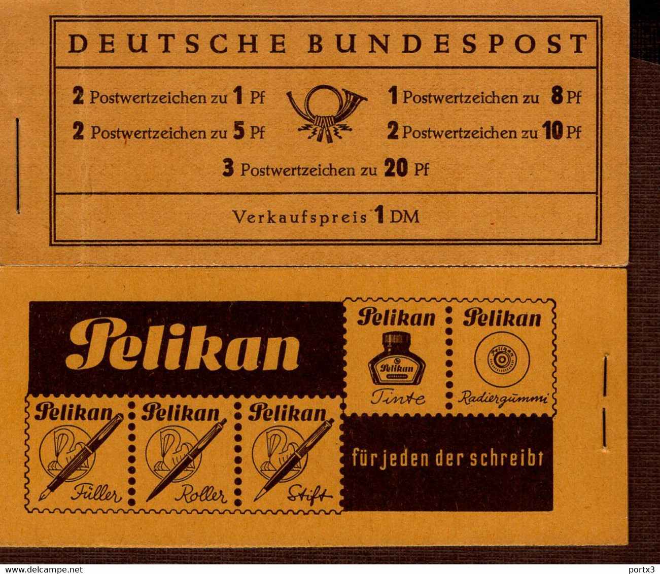 Markenheftchen Bund Postfr. MH 04 X Theodor Heuss MNH ** Neuf (3) Roter Randstreifen - 1951-1970