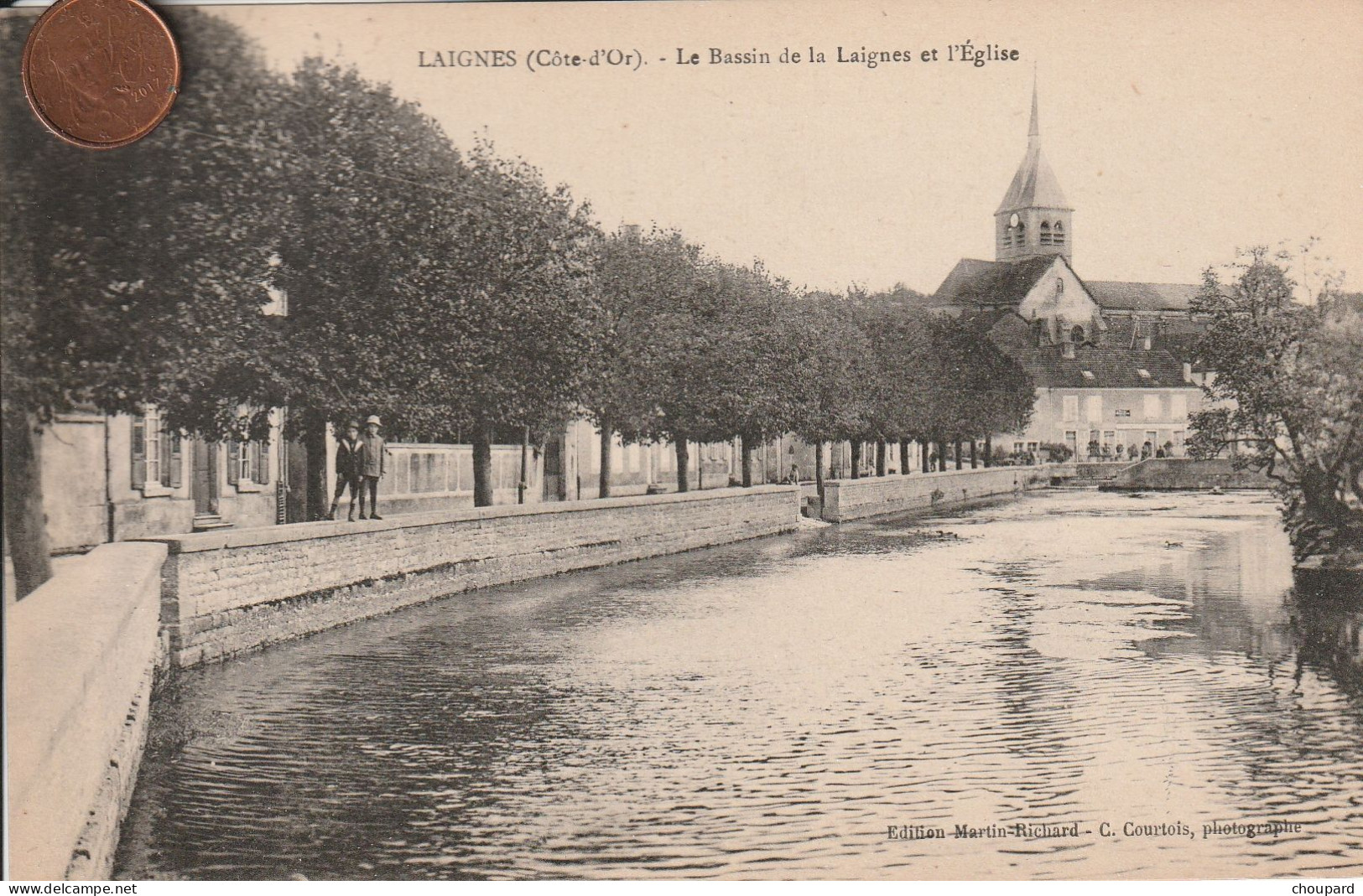 21 - Carte Postale Ancienne De  LAIGNES   Le Bassin De La Laignes Et L'Eglise - Other & Unclassified