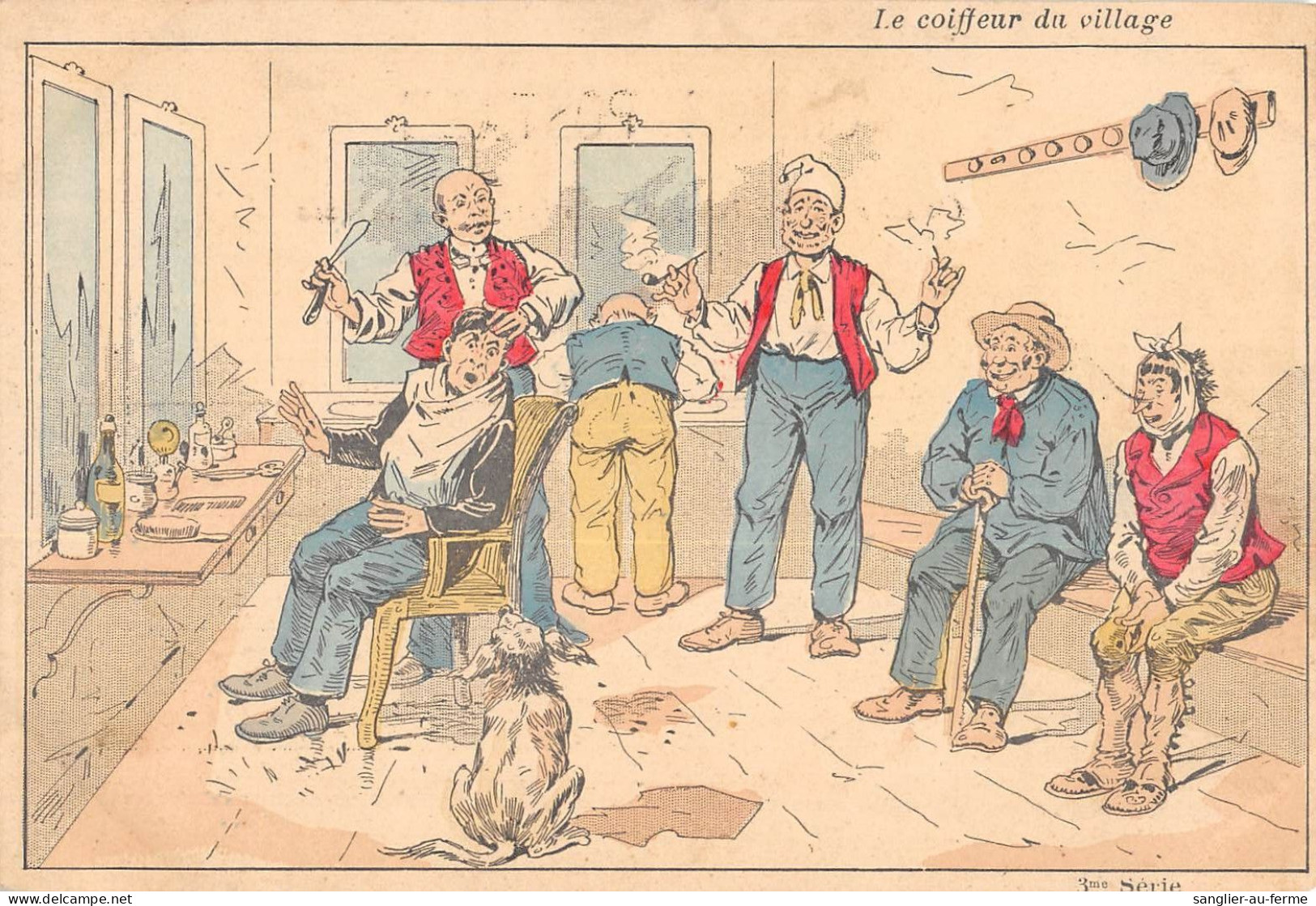 CPA METIER / LE COIFFEUR DU VILLAGE / Cpa Rare - Craft