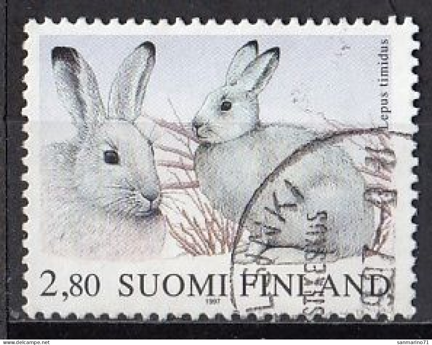 FINLAND 1380,used,falc Hinged,rabbits - Usati