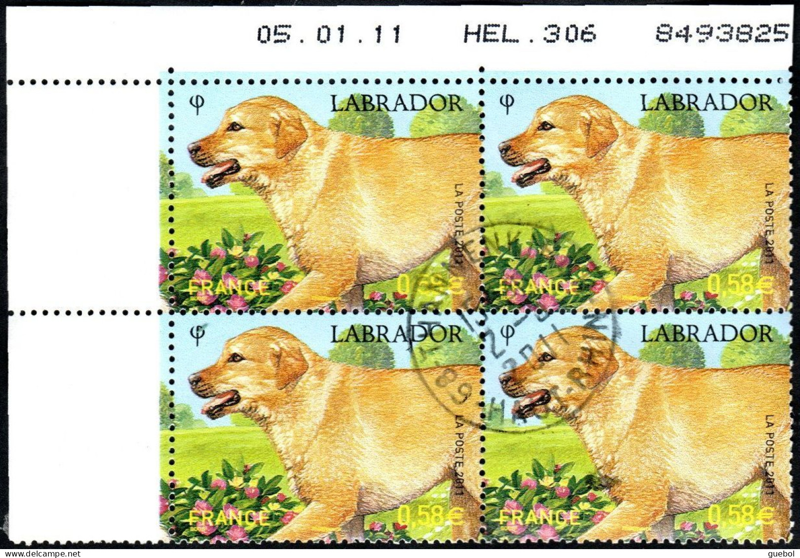 France Bloc Oblitération Cachet à Date N° 4545 ** Animal - Clien, Le Labrador - Oblitérés