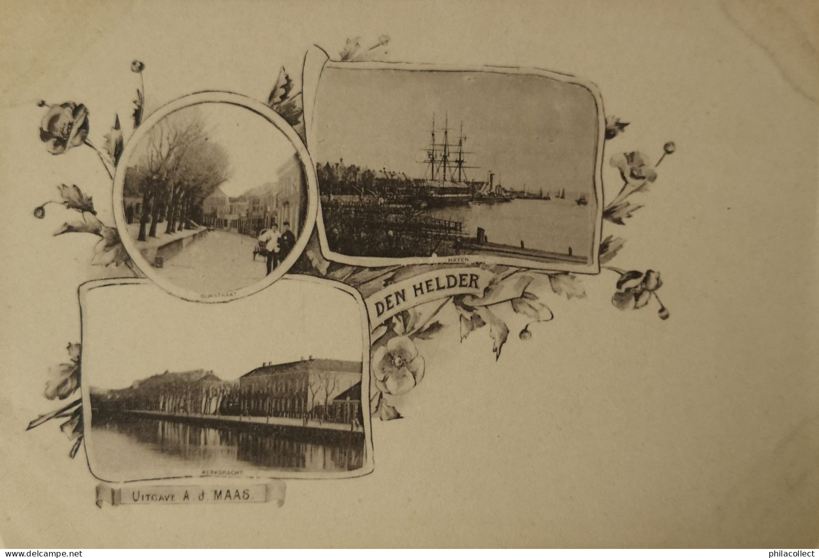 Den Helder (NH) Vroege Litho Kaart Ca 1899 Uitg. A. J. Maas - Topkaart - Den Helder