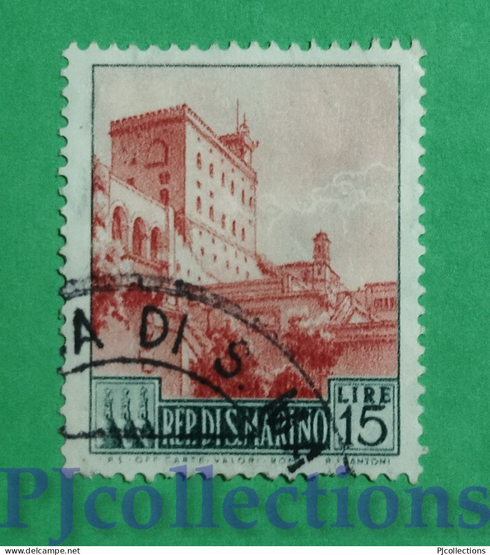 S646 - SAN MARINO 1955 PALAZZO DEL GOVERNO - GOVERNAMENT PALACE L.15 USATO - USED - Usados