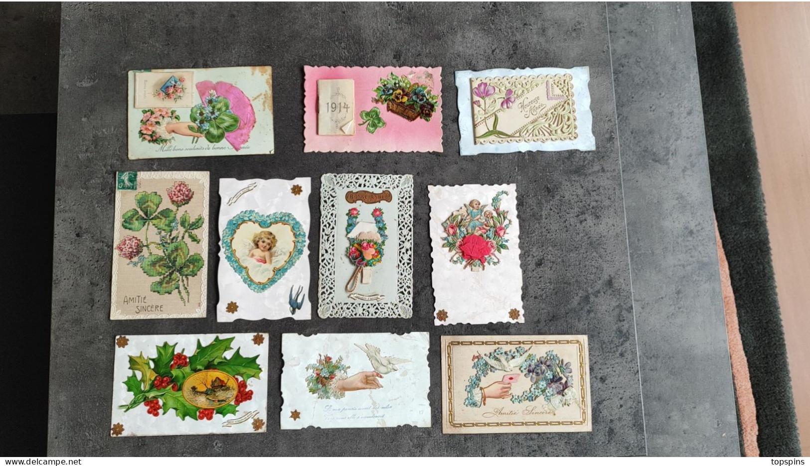 JOLI LOT 11 CARTES POSTALES CP  ANNEES 1900 FANTAISIE PENSEE BONNE ANNEE DENTELLES BRODERIE TBE - Colecciones Y Lotes