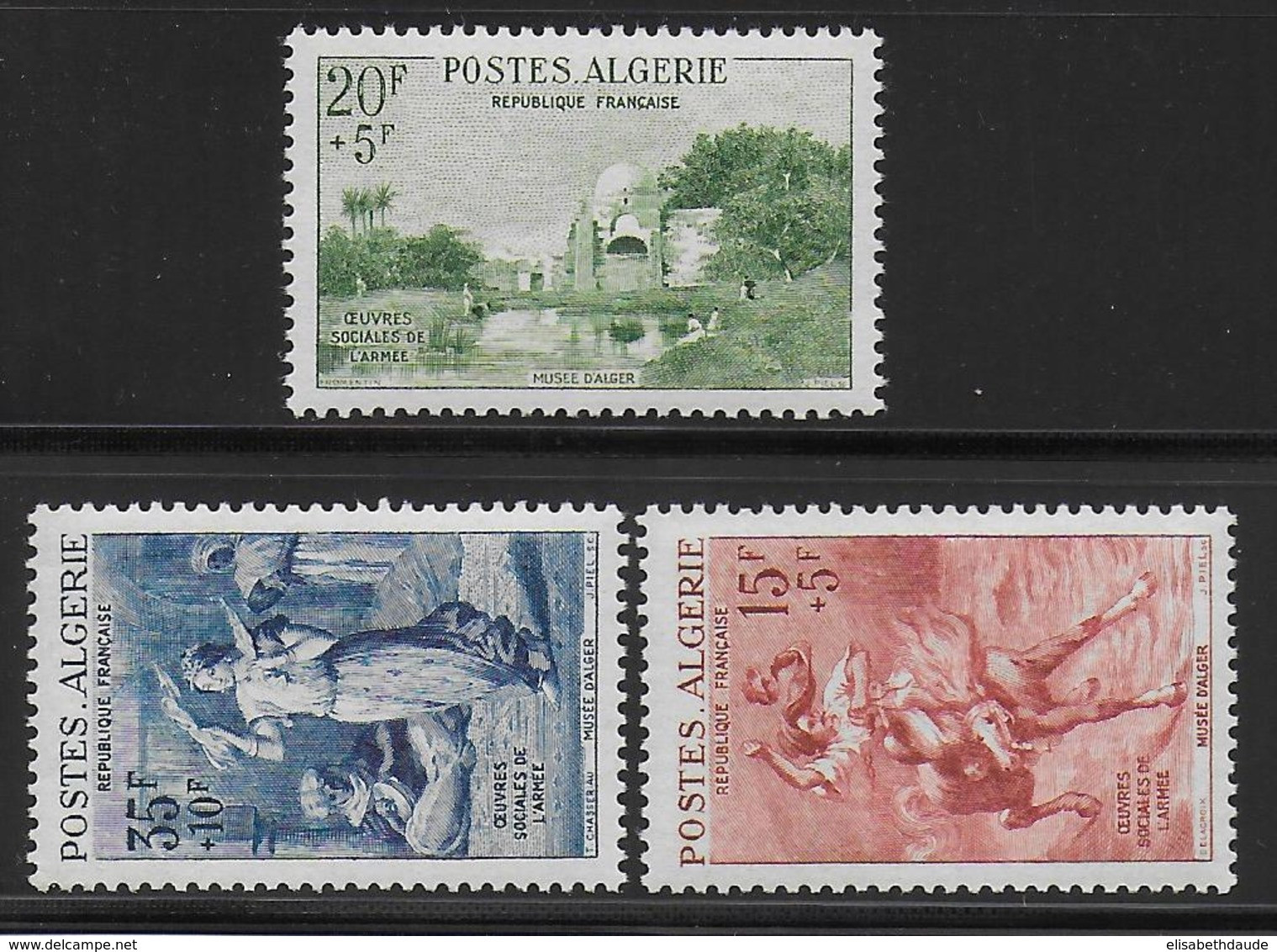 ALGERIE - 1957 - YVERT N°346/348 ** MNH OEUVRES SOCIALES ARMEE - COTE = 33 EUR. - - Ungebraucht