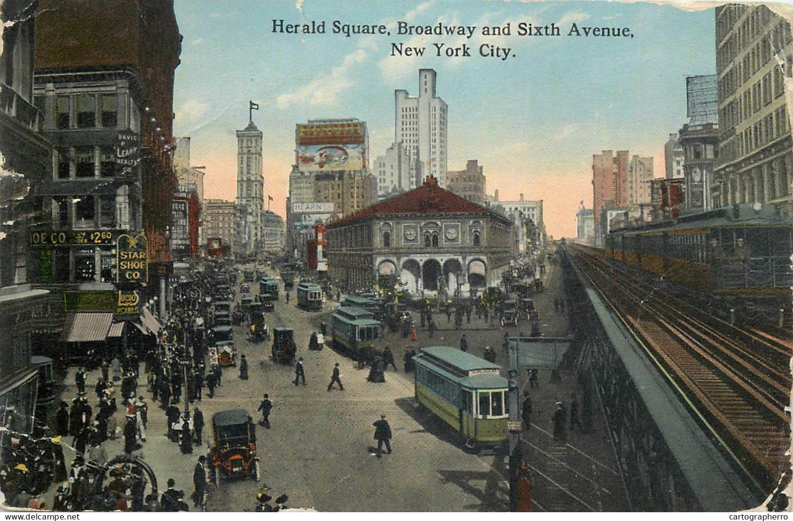 United States Herald Square, Broadway And Sixth Avenue, New York City 1914 Tramways - Orte & Plätze