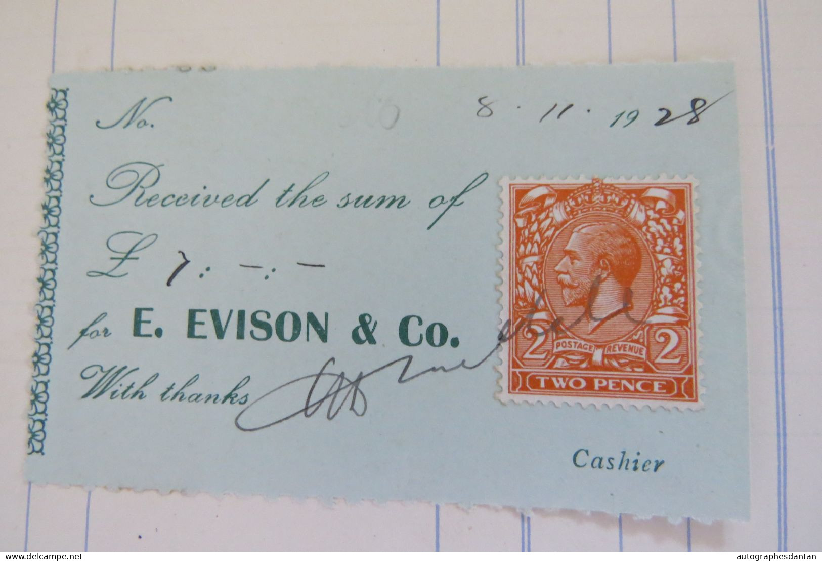 ● E. Evison & Co. London 48 & 50 St Mary Axe - Facture / Invoice 1924 - Perret Vibert à Paris - Two Pence Stamp - UK - Royaume-Uni