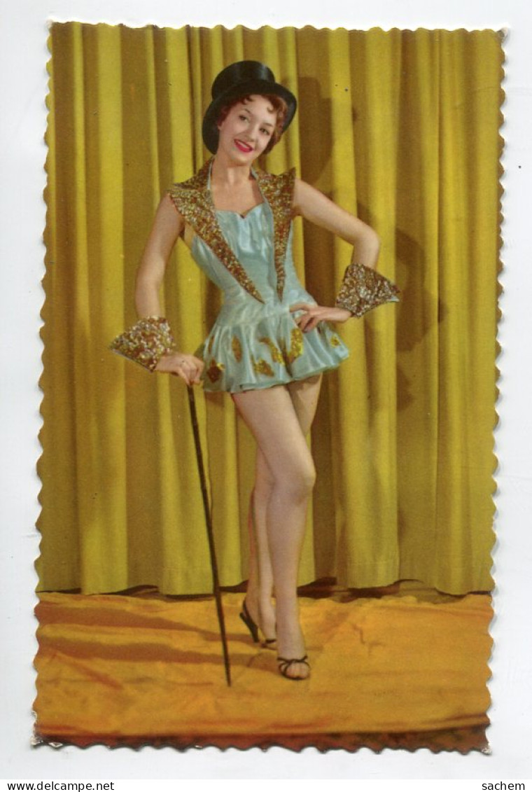 PIN  UPS EROTISME   Jeune Femme Danseuse Cabaret Sur Scène Canne Noire  Photochrom Glacée 817   - NU  D10 2023  - Pin-Ups