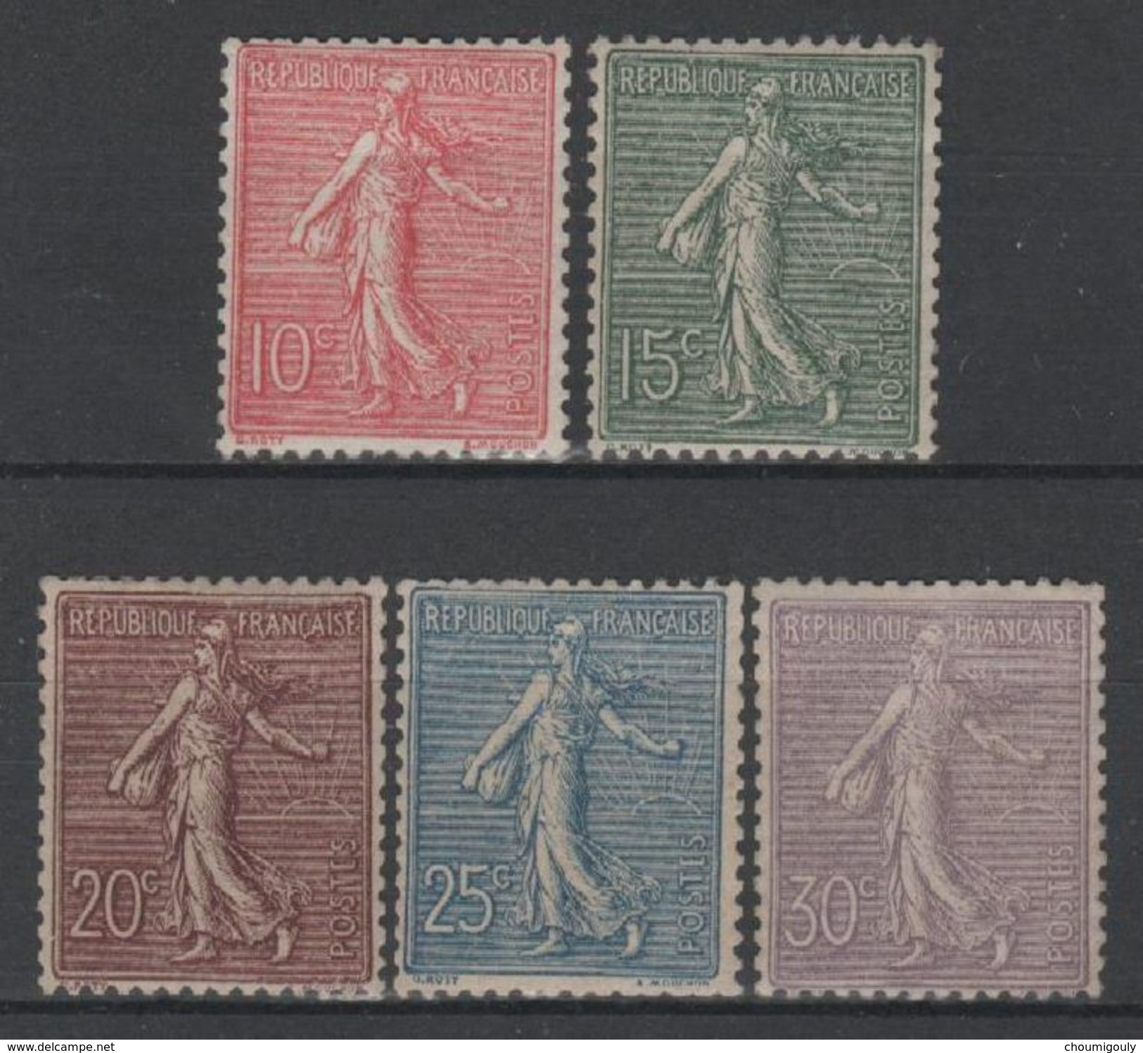 FRANCE STAMP 129 / 133 ANNEE 1903 " SEMEUSE LIGNEE 5 TIMBRES " NEUF Xx TTB - ....-1939