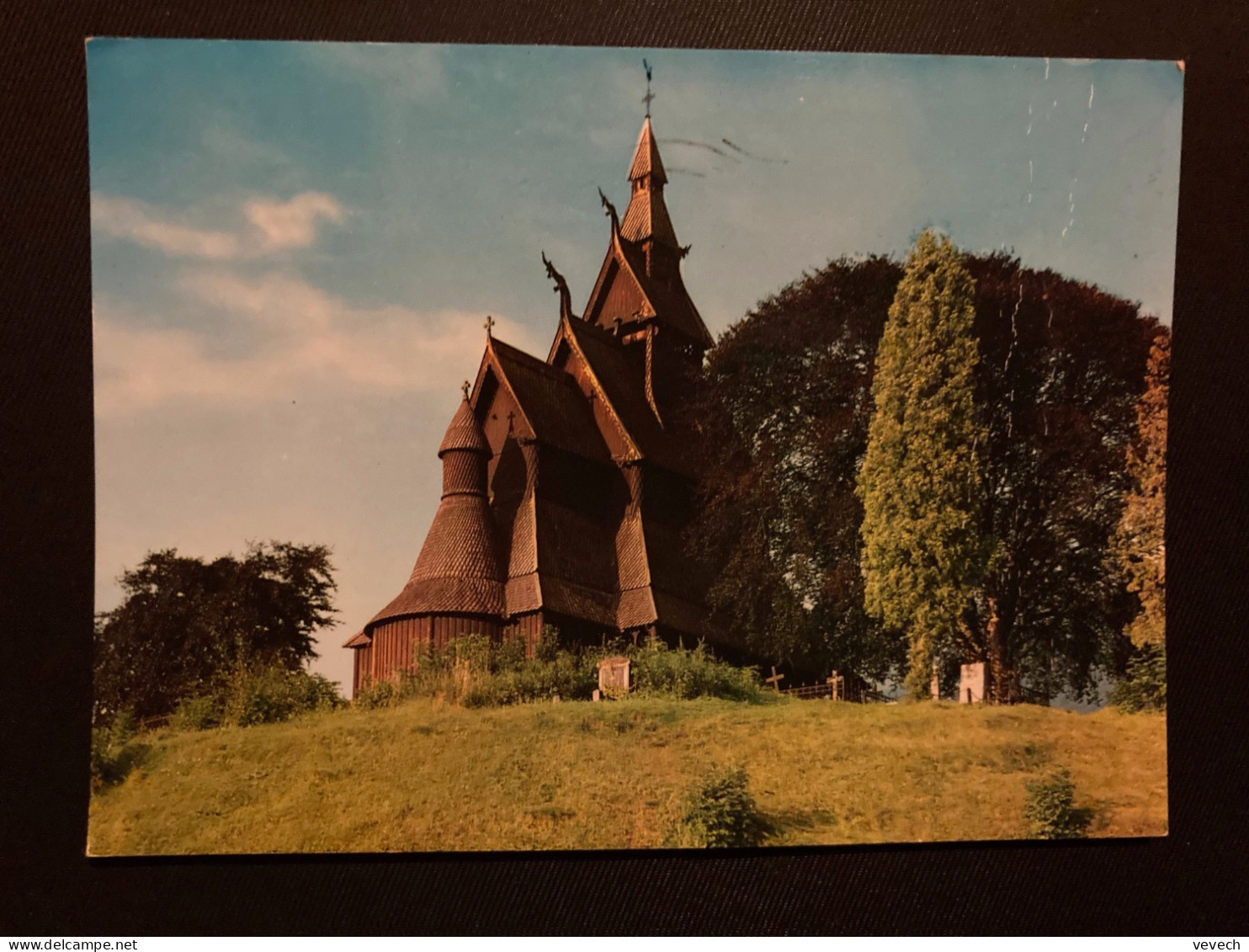 CP THE STAVE CHURCH OF HOPPERSTAD TP ARMAUER HANSEN 1 00 OBL.MEC.30 7 1973 ANDALSNES Pour La FRANCE - Covers & Documents