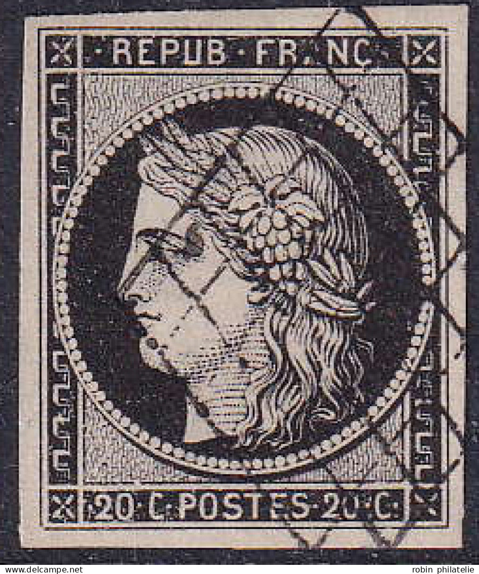 France N°3 20c Noir Sur Jaune TB (signé Brun) Qualité:obl - 1849-1850 Ceres