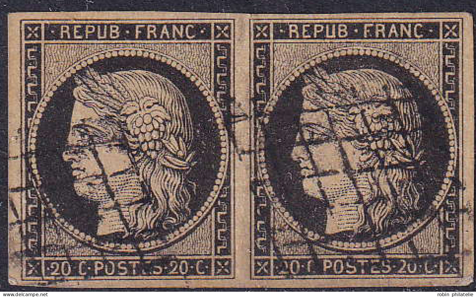 France N°3 20c Noir Sur Jaune Paire TB  Qualité:obl - 1849-1850 Ceres