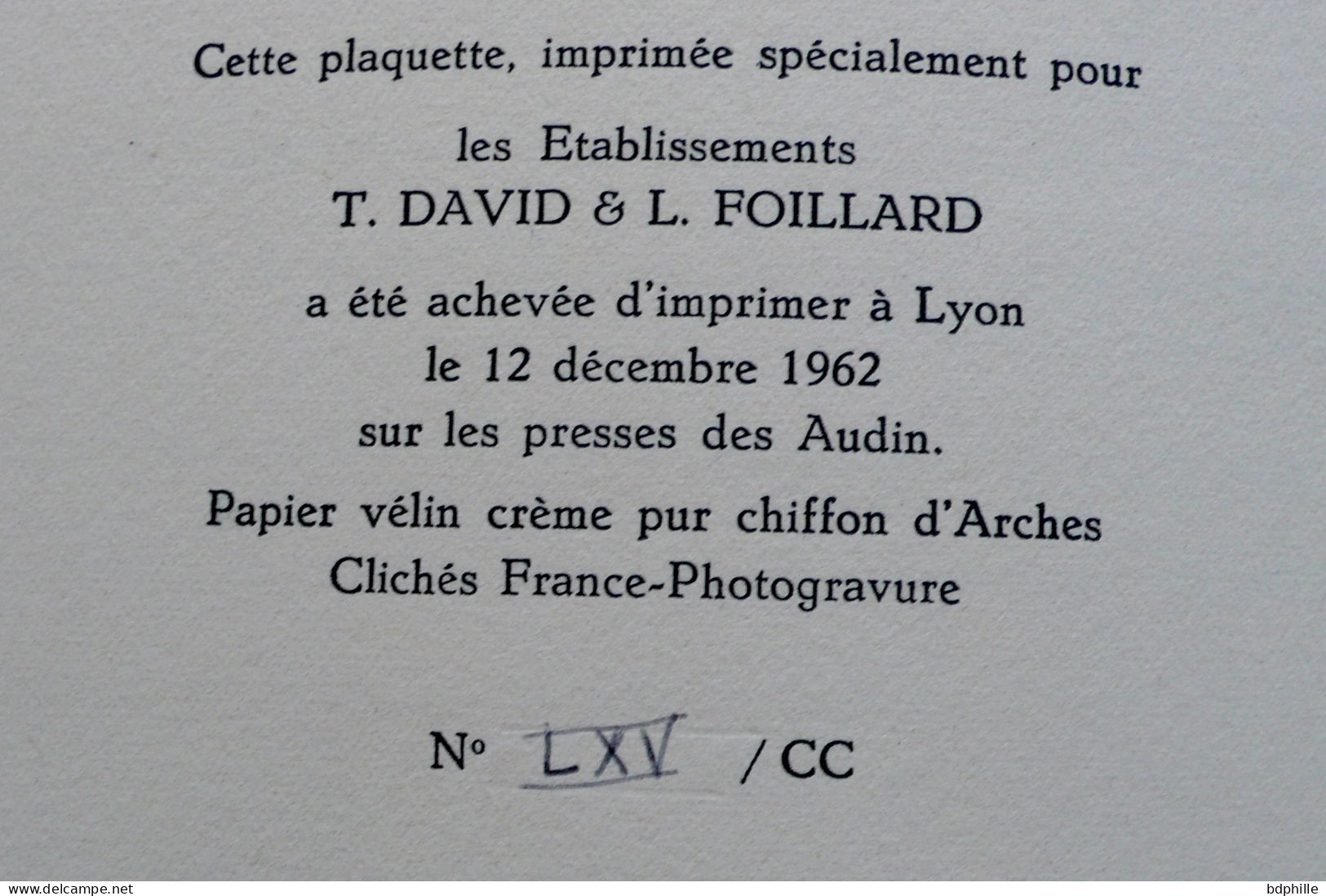 Les Cépages Des Côtes Du Rhône Et Du Beaujolais - David & Foillard - EO  Limitée Numérotée - Ohne Zuordnung