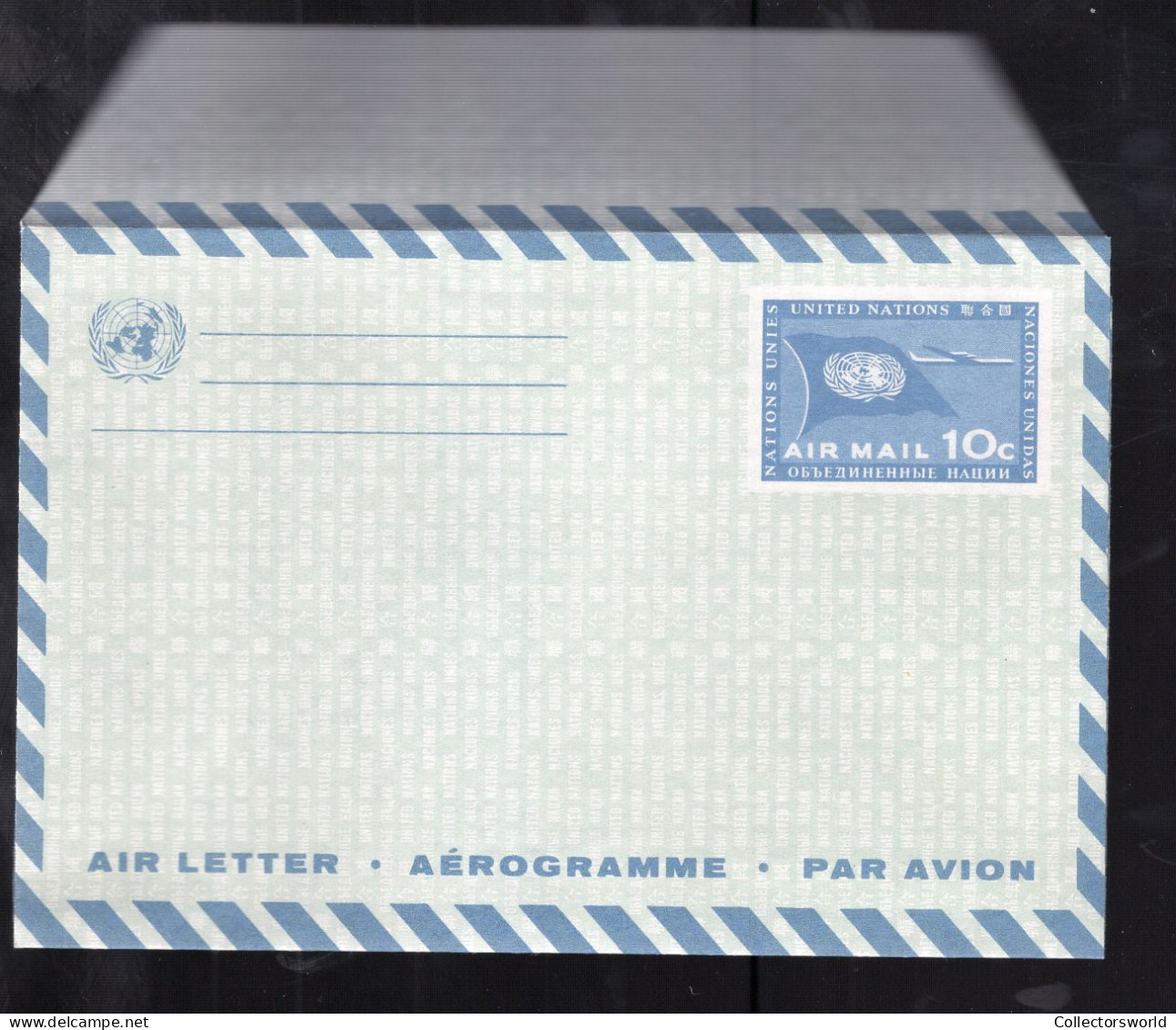 United Nations NY Aerogramme 10c MNH - Airmail