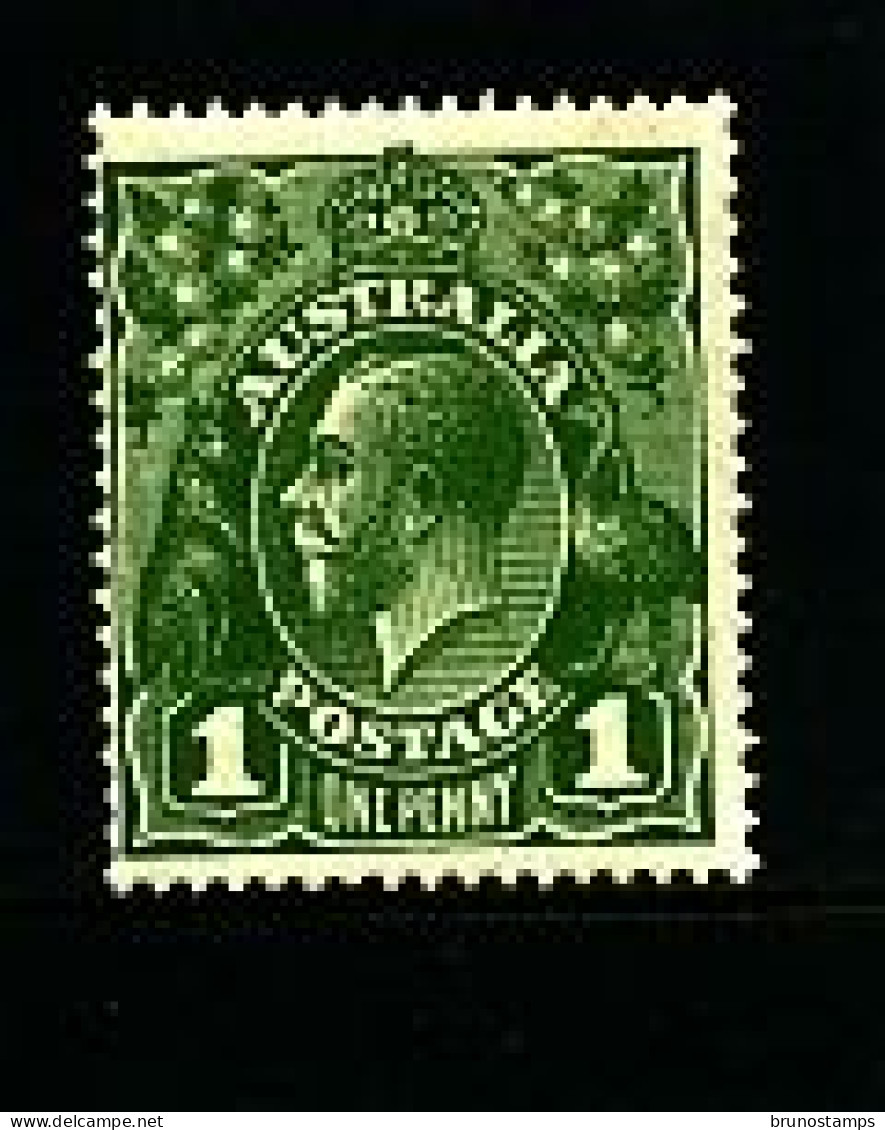 AUSTRALIA - 1926  KGV HEAD  1d  GREEN  SMALL MULTIPLE WMK  PERF 14 MINT LIGHTLY HINGED    SG 86 - Neufs