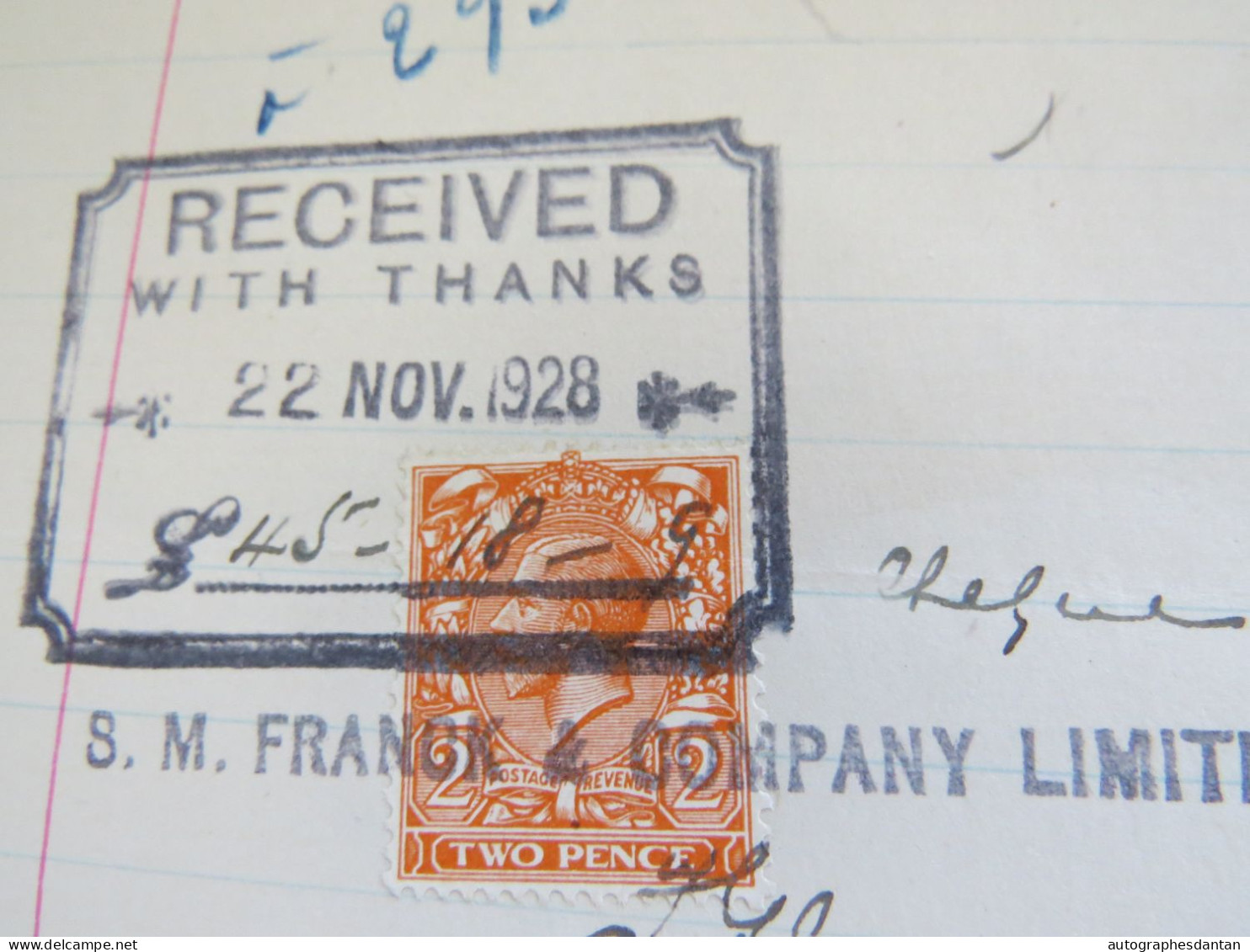 ● Franck & Comp. London 25 Camomille Street - Facture / Invoice 1936 - Perret Vibert à Paris - Two Pence Stamp - UK - Regno Unito