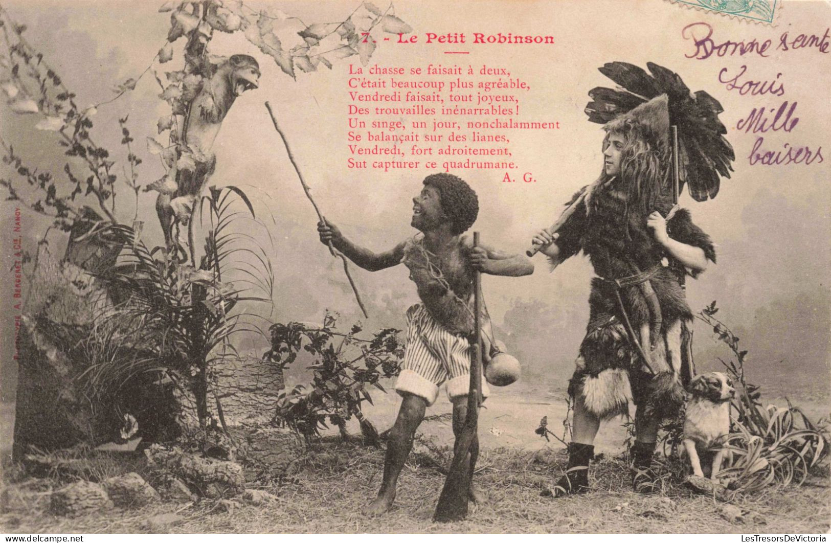 CONTES ET LEGENDES - Le Petit Robinson - Singe - Carte Postale Ancienne - Fairy Tales, Popular Stories & Legends