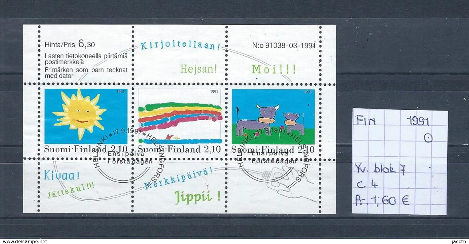 (TJ) Finland 1991 - YT Blok 7 (gest./obl./used) - Blocks & Sheetlets