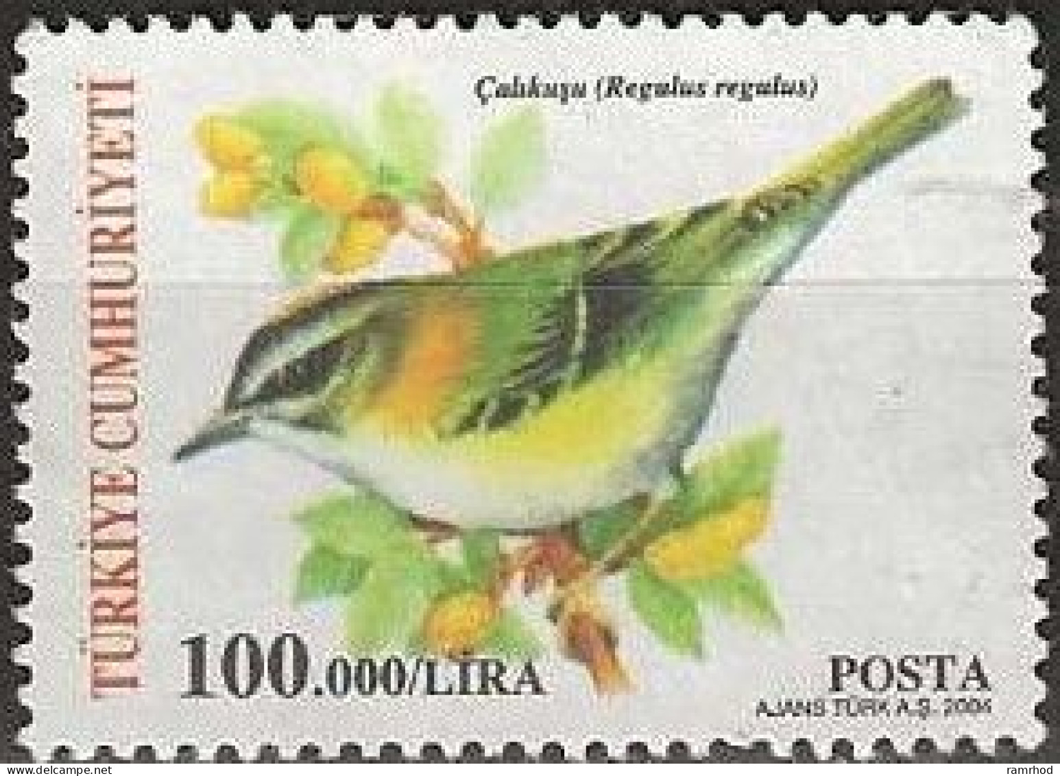 TURKEY 2004 Birds - 100000l - Goldcrest (Regulus Regulus) MNG - Usati