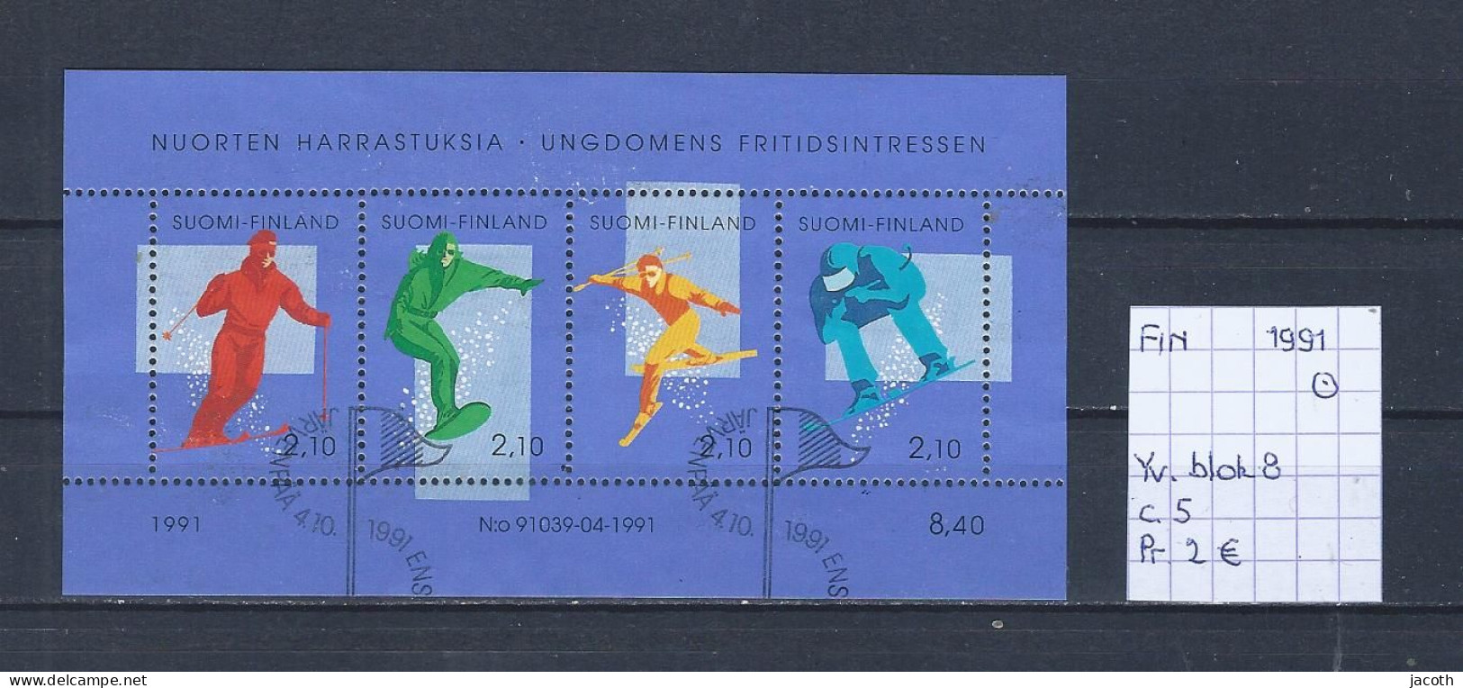 (TJ) Finland 1991 - YT Blok 8 (gest./obl./used) - Blokken & Velletjes