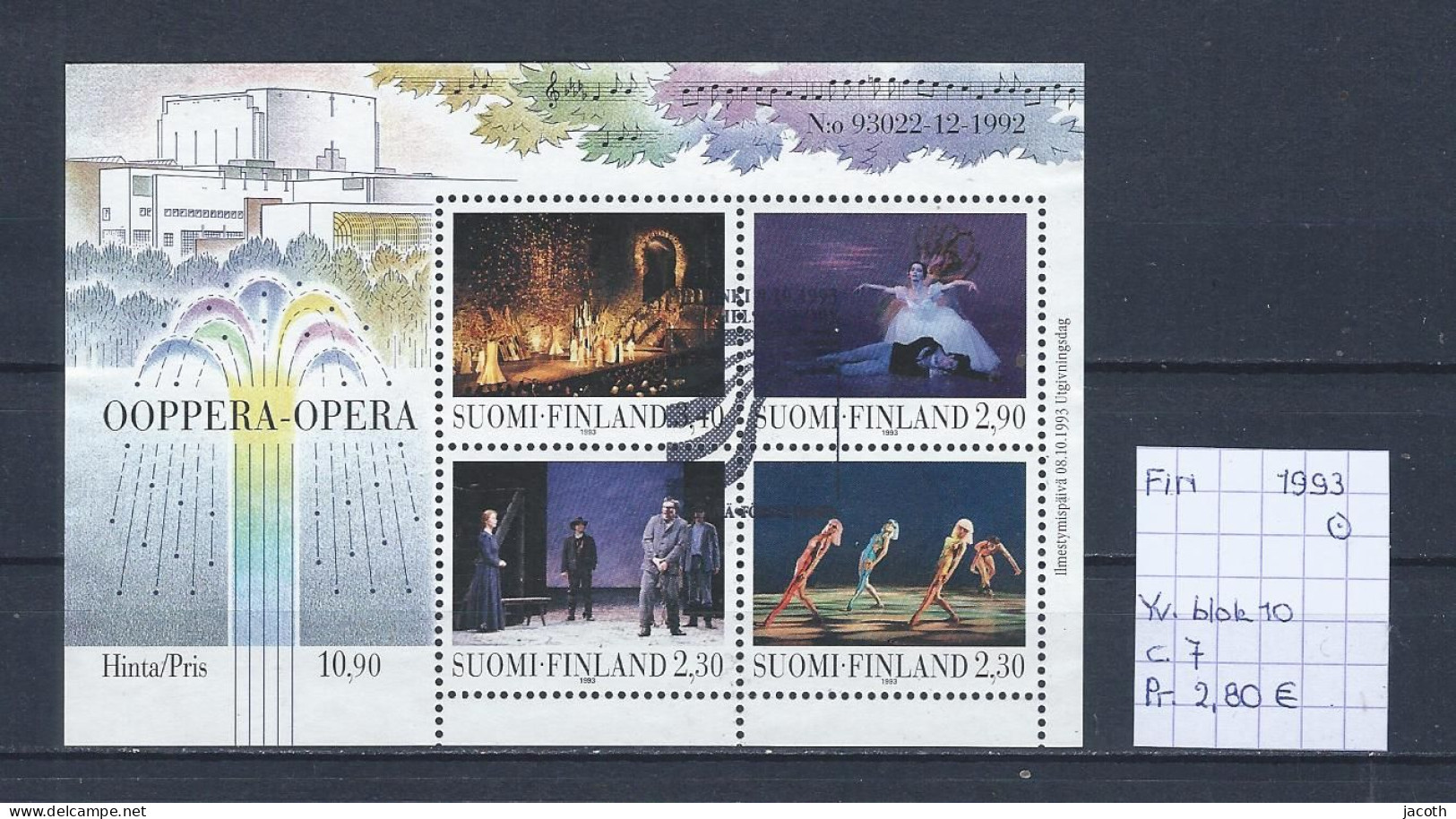 (TJ) Finland 1993 - YT Blok 10 (gest./obl./used) - Blokken & Velletjes