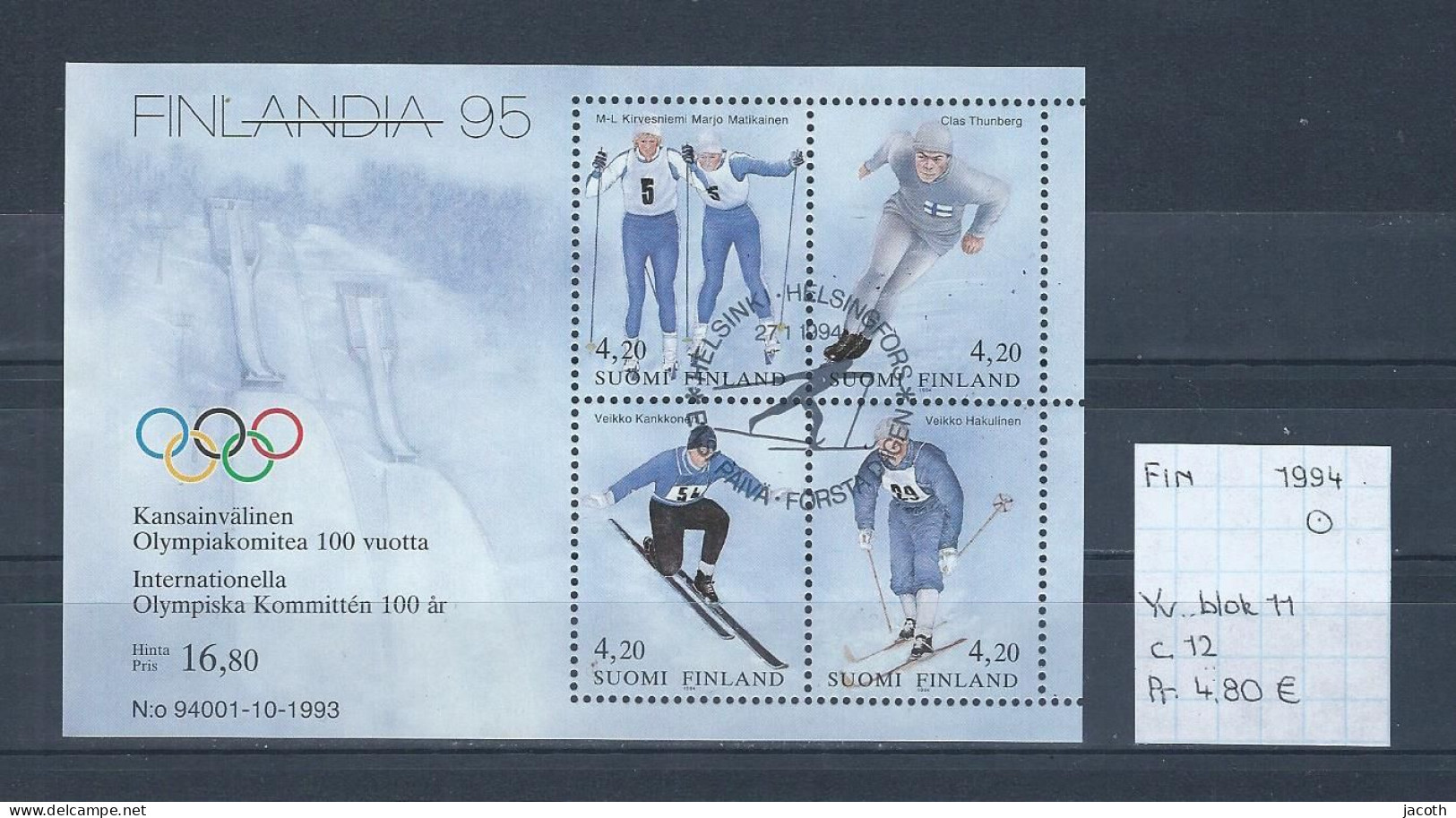 (TJ) Finland 1994 - YT Blok 11 (gest./obl./used) - Blokken & Velletjes