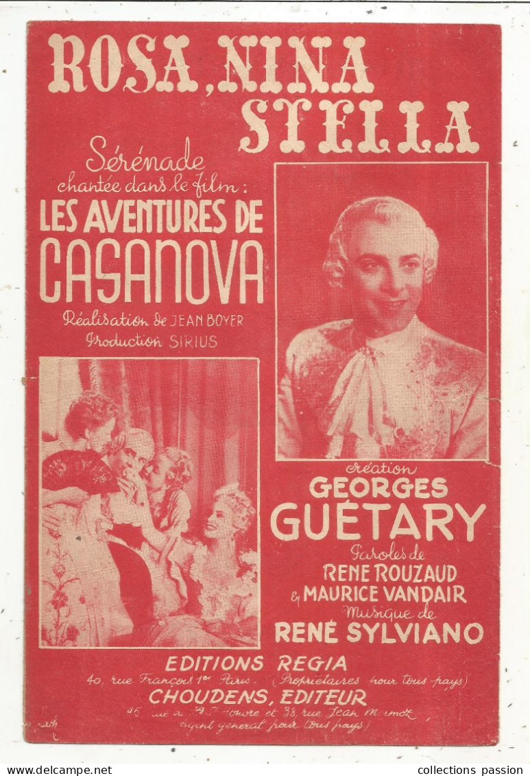 Partition Musicale Ancienne, Rosa, Nina Stella, Georges Guétary  Frais Fr 1.65 E - Partitions Musicales Anciennes