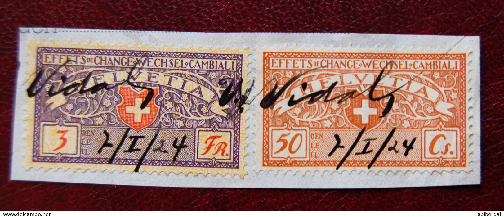 Suisse Switzerland -  2 Timbres 1924  "effets De Change"  Oblitérés - Revenue Stamps