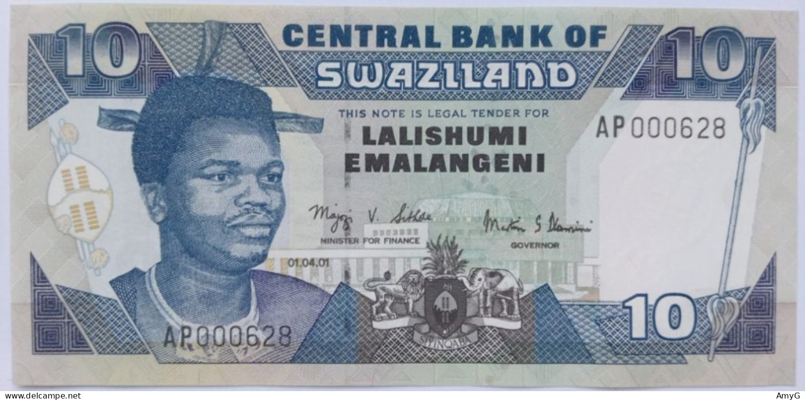 2001 Swaziland  10 Emalangeni ( UNC ) - Swasiland