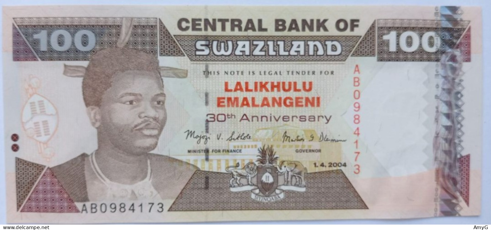 2004 Swaziland  100 Emalangeni ( UNC ) - Swasiland