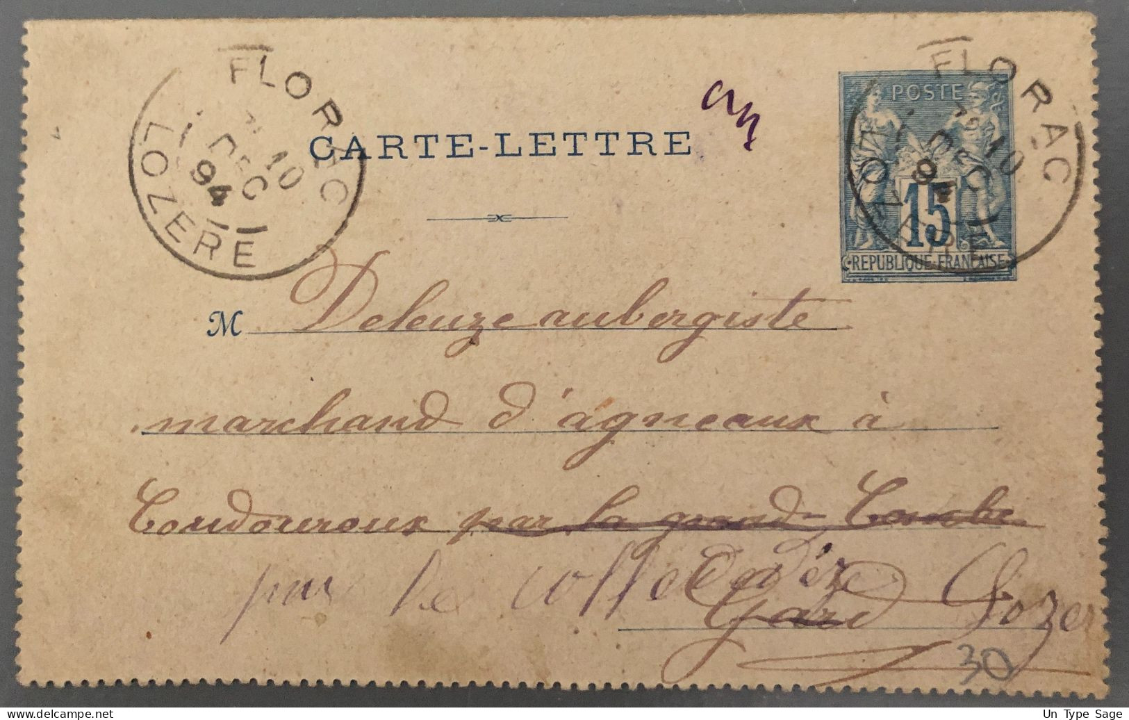 France Entier Type Sage 15c. - Carte Lettre - (B1992) - Striscie Per Giornali