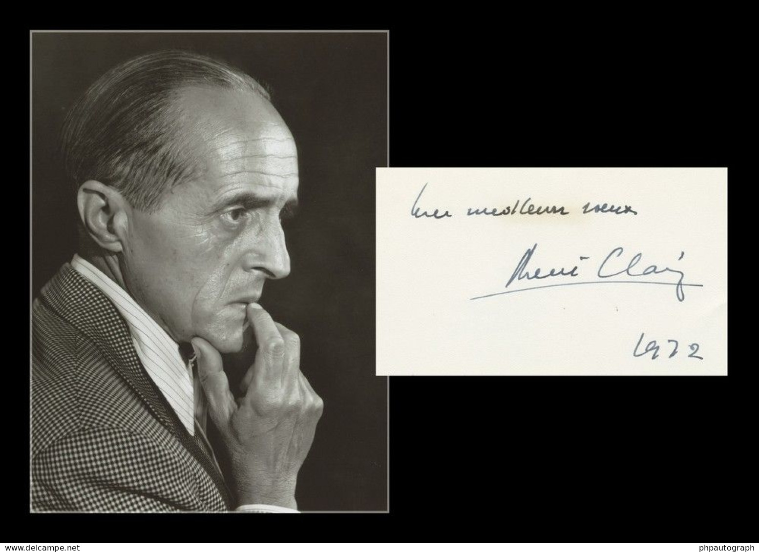 René Clair (1898-1981) - French Filmmaker - Signed Card + Photo - 1972 - COA - Actors & Comedians