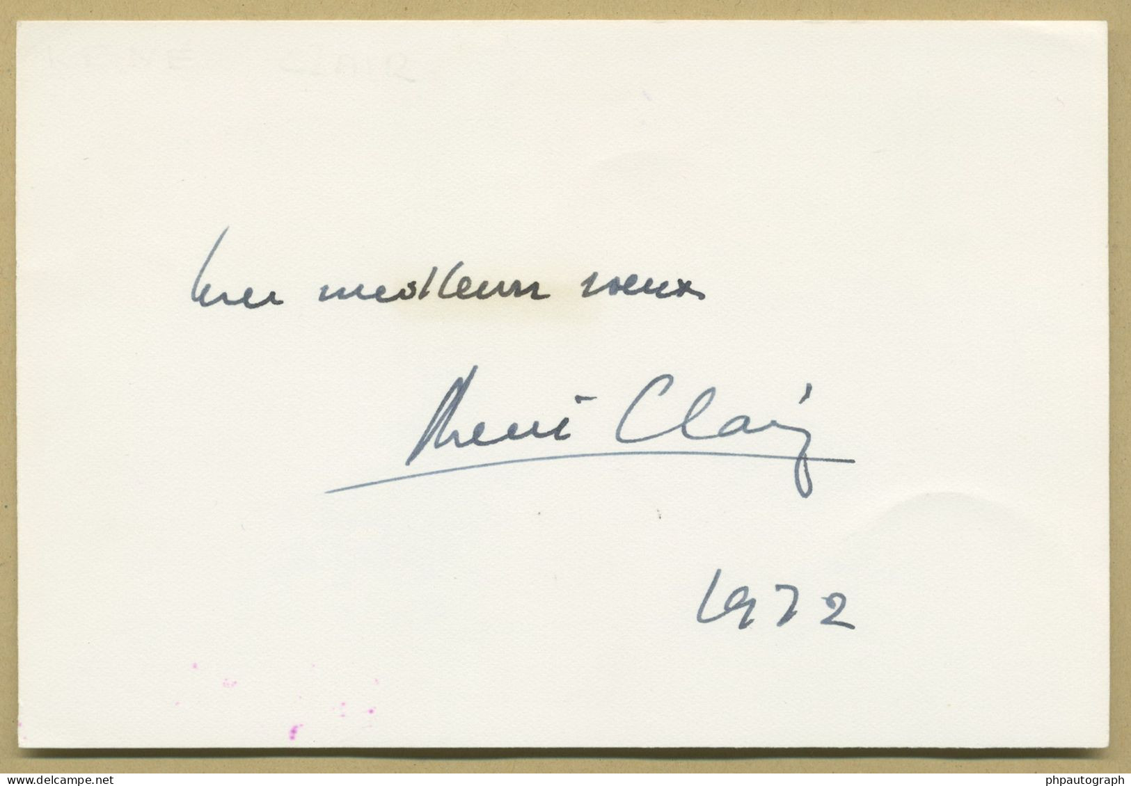 René Clair (1898-1981) - French Filmmaker - Signed Card + Photo - 1972 - COA - Actors & Comedians