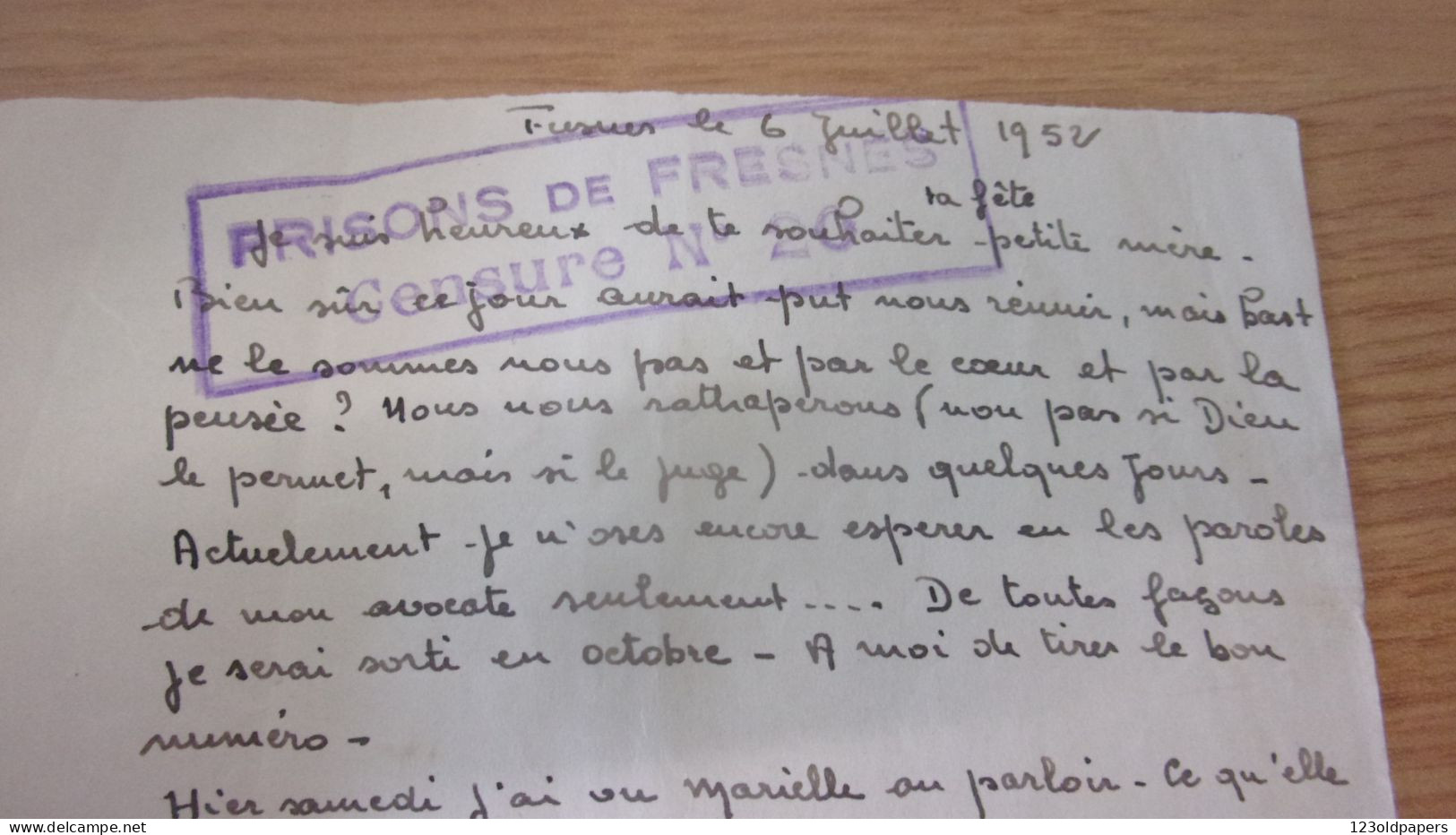 Lettre  Dessin , Condamné Prison De FRESNES ,1952 Cachet : PRISONS DE FRESNES ,CENSURE 20 - Non Classés