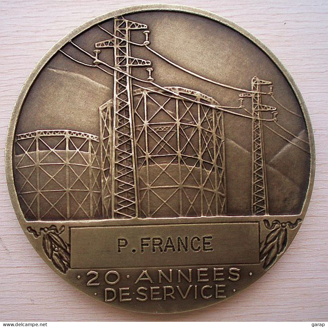 D3-499 Médaille Bronze,Electricité De France Et Gaz De France 20 Années De Service P.France Gravée H DROPSY - Autres & Non Classés