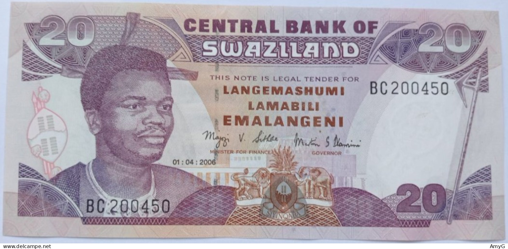 2006 Swaziland  20 Emalangeni ( UNC ) - Swasiland