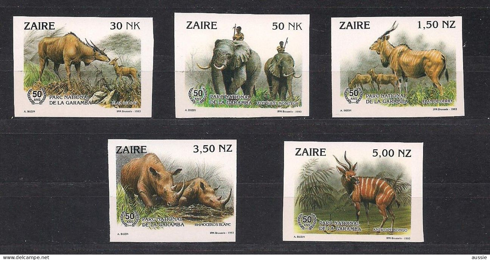 Zaire 1994 OCBnr. 1452-56 *** MNH  Cote 20 Euro Faune Non Dentélé Ongetand - Ungebraucht