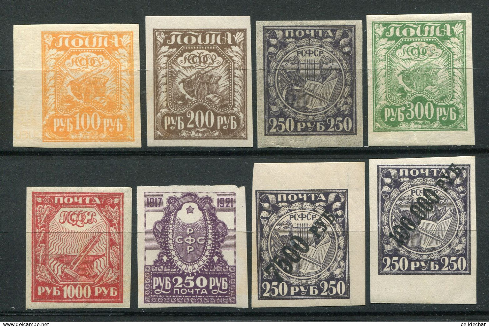 25700 Russie N°144/7**, 149**,151*,168/9** Attributs, 4è.anniversaire De La Révolution D'Octobre, Surchargés  1921-22 TB - Neufs