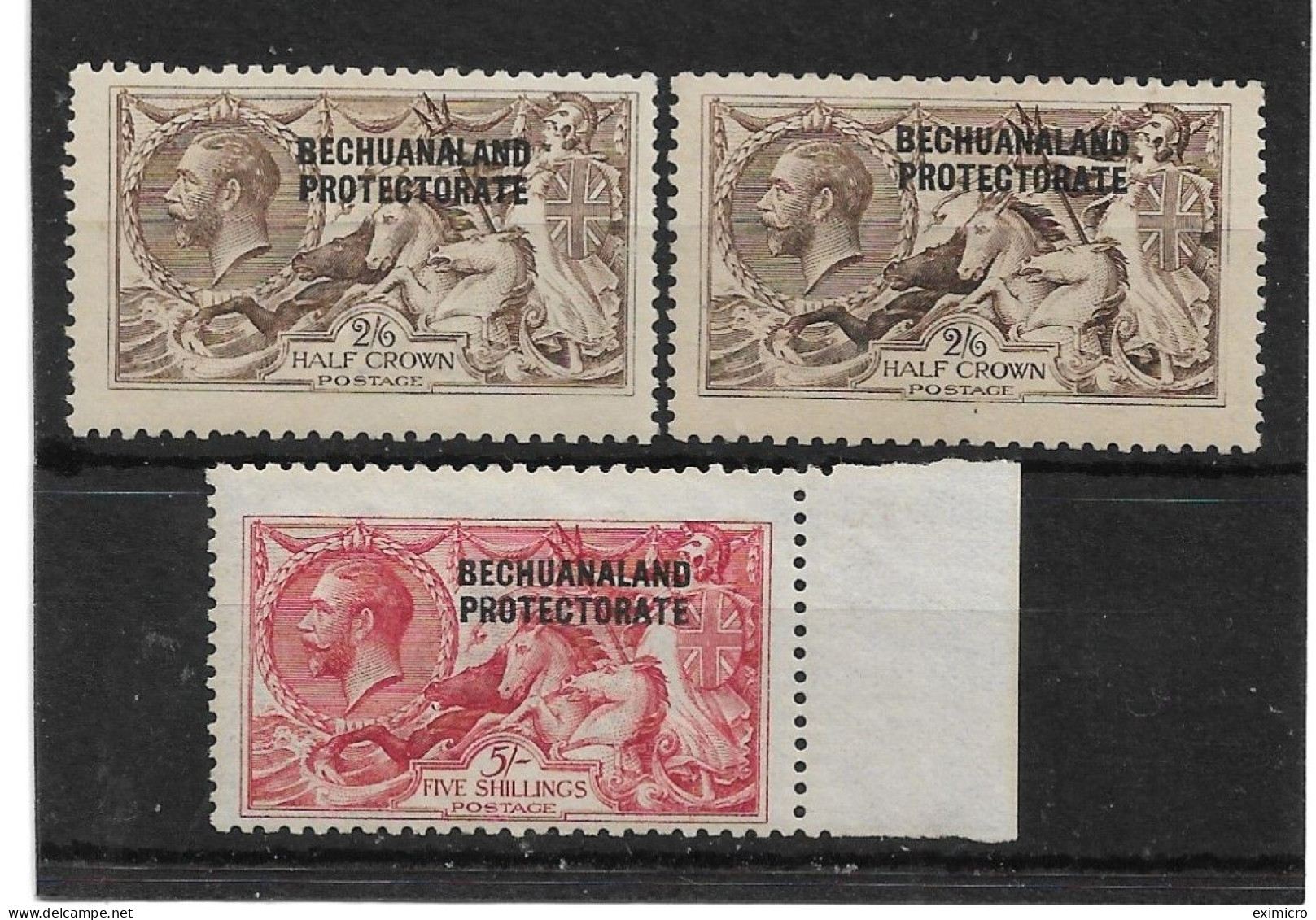 BECHUANALAND 1916 - 1919 SEAHORSE SET SG 85/87 VERY LIGHTLY MOUNTED MINT Cat £570 - 1885-1964 Protectorat Du Bechuanaland