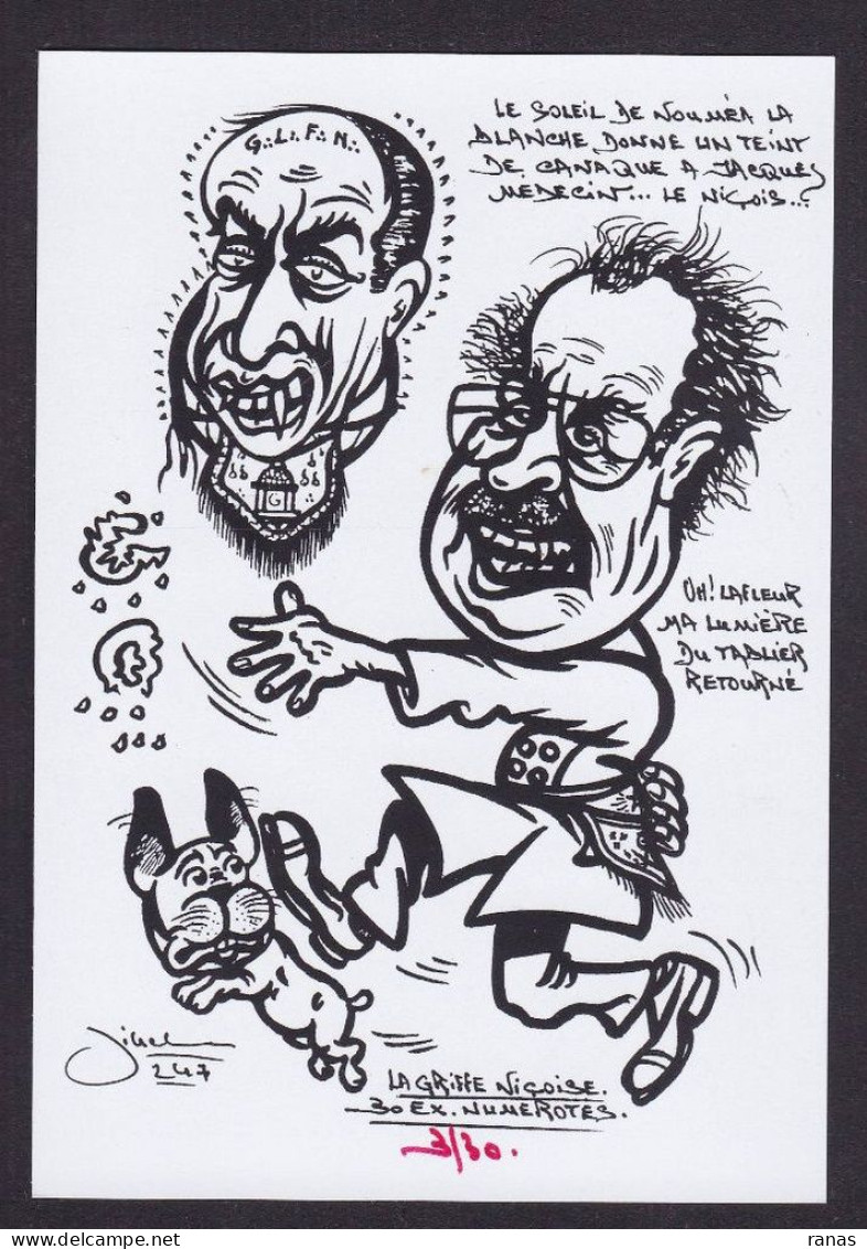 CPM NICE 30 Ex Numérotés Signés JIHEL Satirique Caricature Médecin Nouvelle Calédonie Bouledogue Français - Andere & Zonder Classificatie