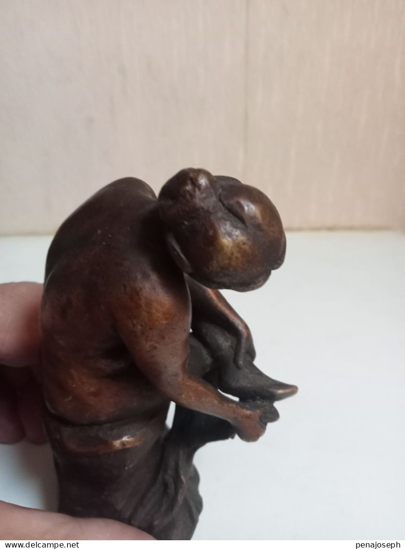 Bronze Dalou Femme Nue S'essuyant Le Pied Reproduction 11 Cm