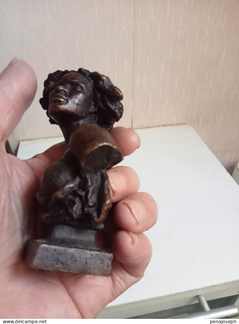 Sculpture Statue En Bronze Reproduction Négresse Captive Oeuvre De Carpeaux Hauteur 10,5 Cm - Bronzes