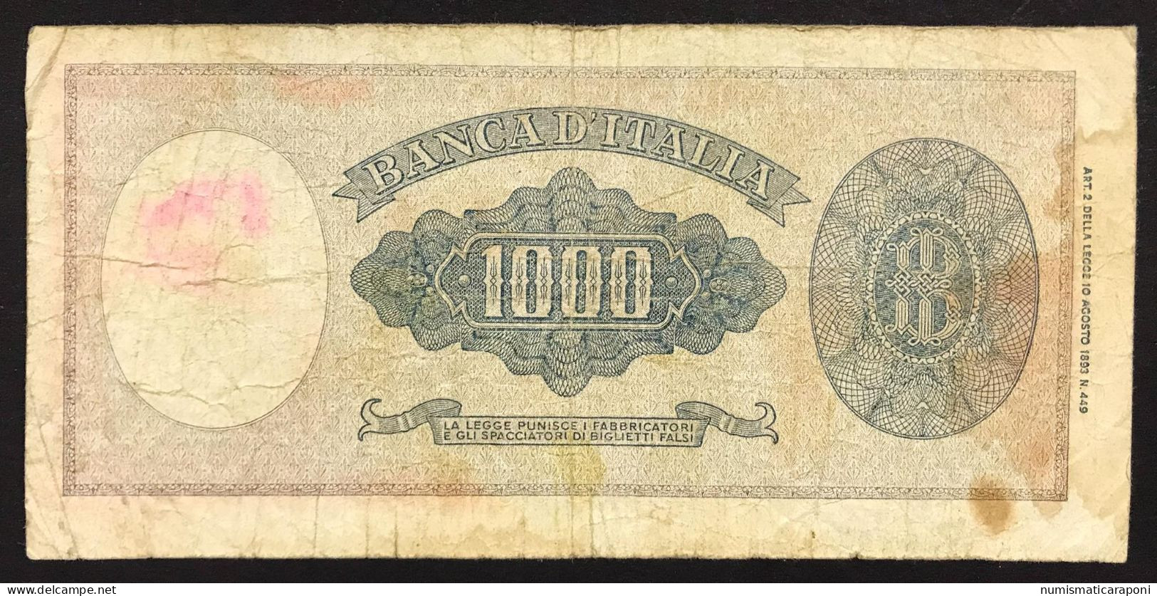 1000 Lire Italia Testina 20 03 1947 Rara  Naturale LOTTO 4782 - 1000 Lire