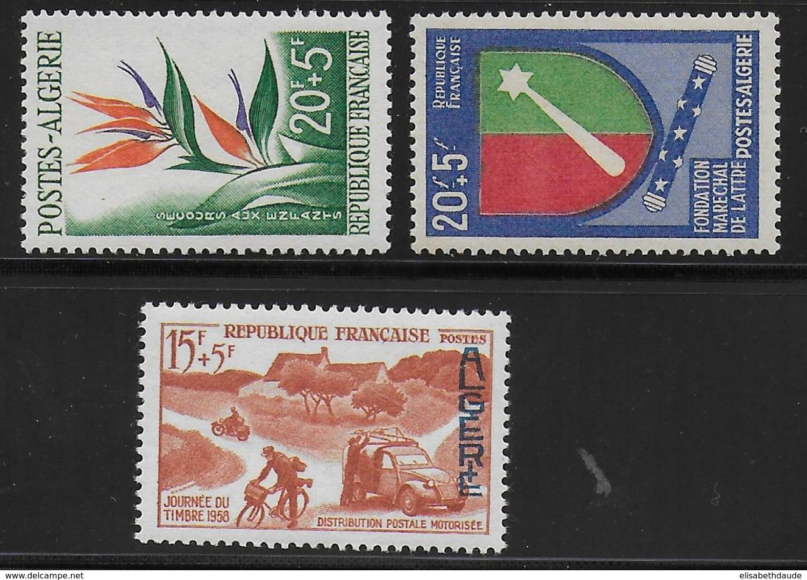 ALGERIE - YVERT N°350/352 ** MNH - ANNEE COMPLETE 1958 SAUF YT 353 - COTE = 12.5 EUR. - - Années Complètes