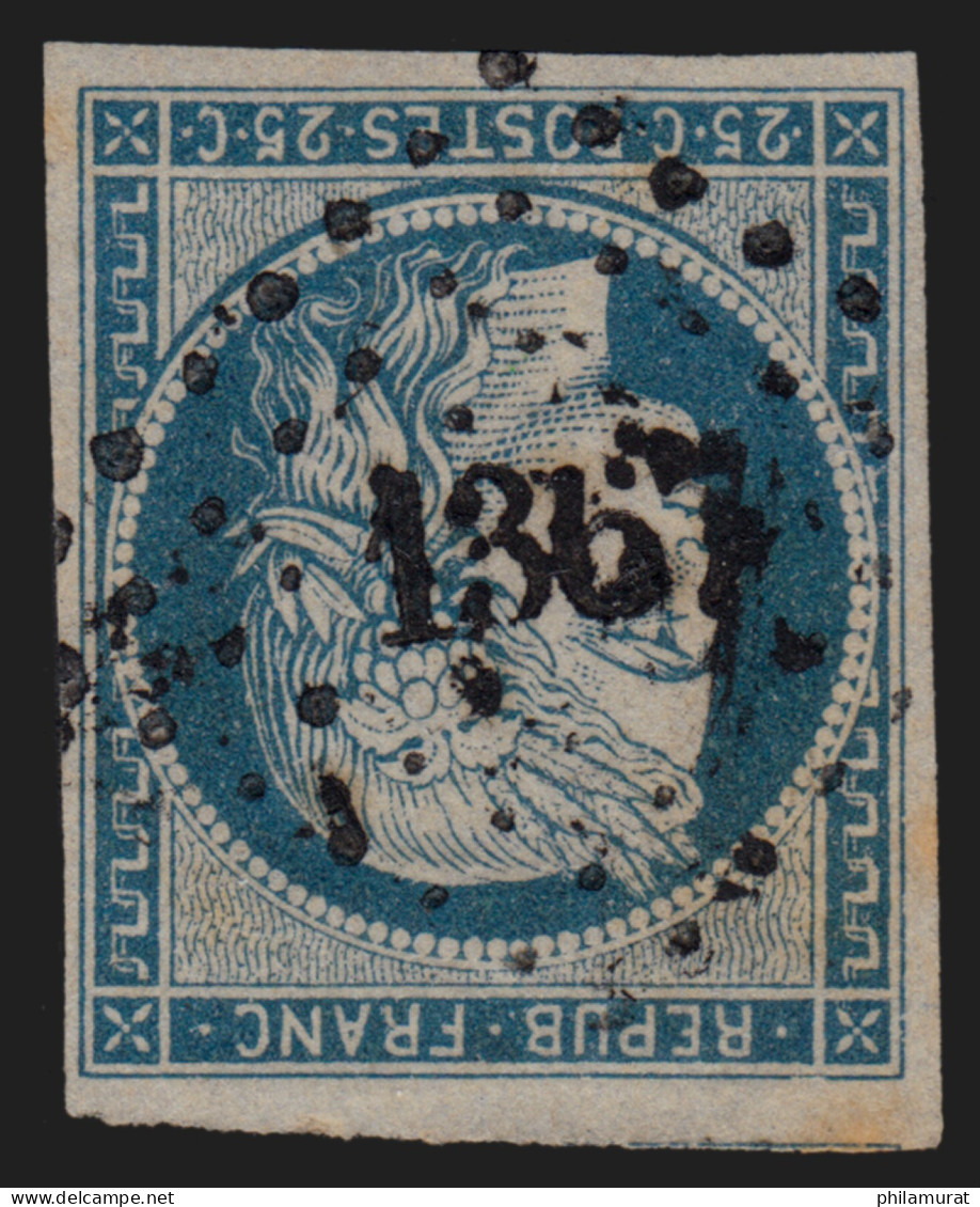 N°4, Cérès 1850, 25c Bleu, Oblitéré PC 1367 GANGES - TB - 1849-1850 Ceres